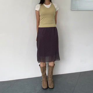 Layered halterneck ribbed sleeveless t-shirt