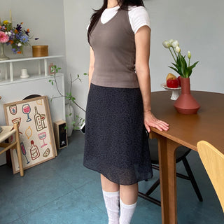 Layered halterneck ribbed sleeveless t-shirt