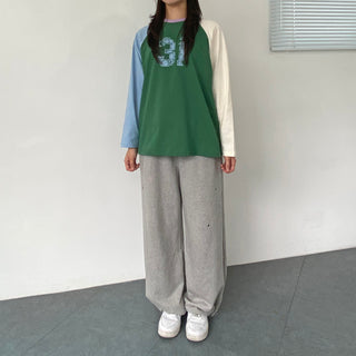 Eyelet Cubic Terry Balloon Elastic Waist Pants Wide Jogger Pants