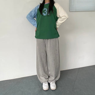 Eyelet Cubic Terry Balloon Elastic Waist Pants Wide Jogger Pants