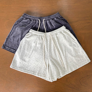 Velvet Tiny Dot Elastic Waist Shorts Autumn Polka Dot Shorts