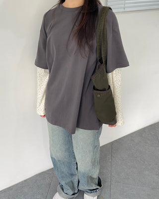 Small Floral Color Block Layered Boxy T-shirt Floral Long Sleeve Tee