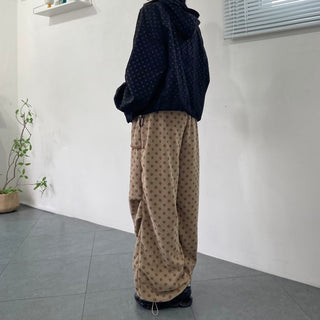 Nylon Dot Windbreaker Hooded Jumper Two-way Zipper Spring Outerwear
