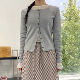 Colorful Button Stretch Cardigan Slim Fit Daily Cotton Cardigan