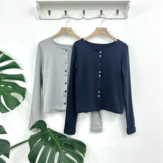 Colorful Button Stretch Cardigan Slim Fit Daily Cotton Cardigan