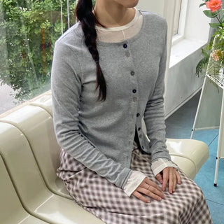 Ribbon check frill long skirt autumn pencil skirt elastic H-line skirt