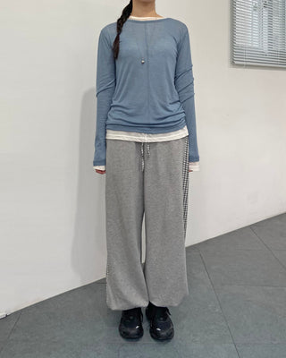 Vintage Check Contrast Pocket Jogger Pants Training Pants