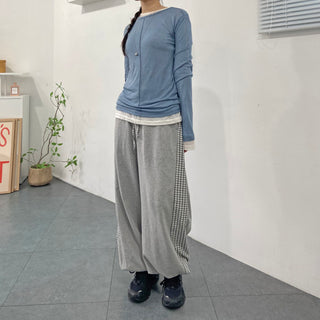 Vintage Check Contrast Pocket Jogger Pants Training Pants