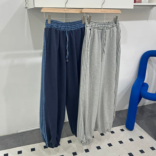 Vintage Check Contrast Pocket Jogger Pants Training Pants