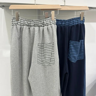 Vintage Check Contrast Pocket Jogger Pants Training Pants