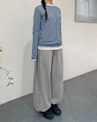 Vintage Check Contrast Pocket Jogger Pants Training Pants