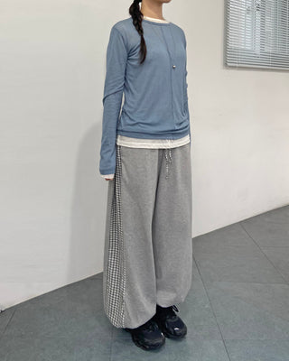 Tencel Cut-out Long Sleeve Layered T-shirt