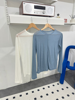 Tencel Cut-out Long Sleeve Layered T-shirt