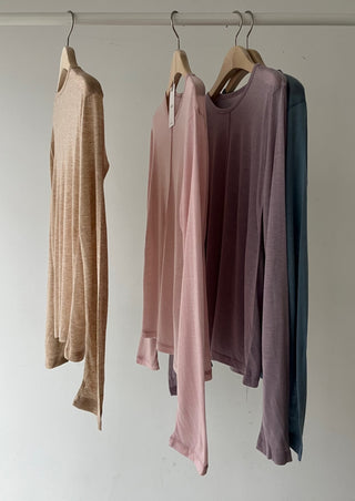 Tencel Cut-out Long Sleeve Layered T-shirt