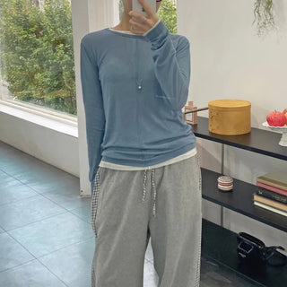 Tencel Cut-out Long Sleeve Layered T-shirt
