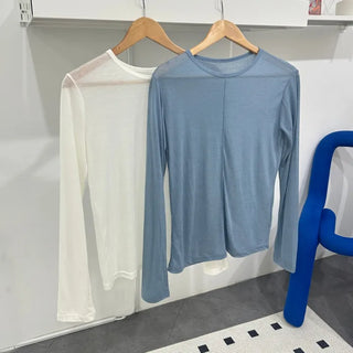 Tencel Cut-out Long Sleeve Layered T-shirt