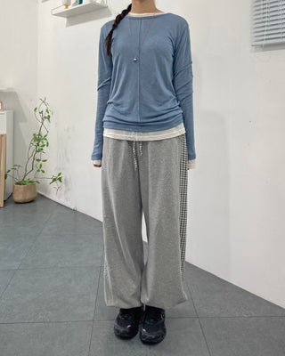 Tencel Cut-out Long Sleeve Layered T-shirt