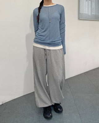 Tencel Cut-out Long Sleeve Layered T-shirt