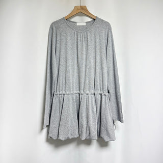 Ribbon Shirred Pumpkin Dress Tee Balloon Long T-shirt Layered Long Sleeve