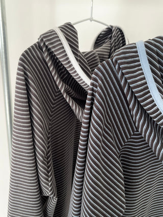 Diagonal Button Striped Hoodie Color Block Stripe Hoodie