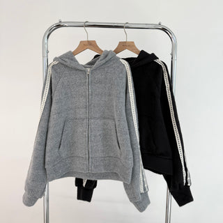 Hairy Lace Track Zip-Up Hoodie Set