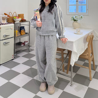 Hairy Lace Track Zip-Up Hoodie Set