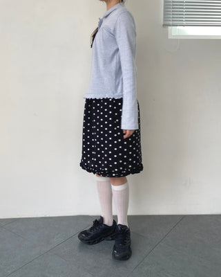 Button stripe frill polo shirt striped polo shirt long sleeve