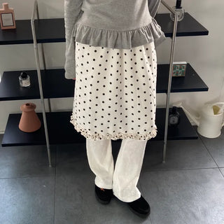 Polka dot frill midi skirt polka dot spring skirt