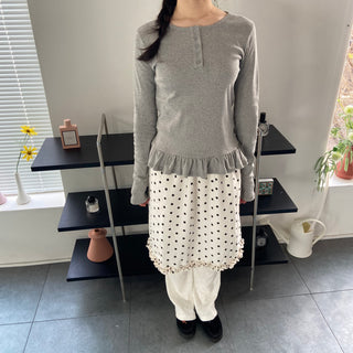 Polka dot frill midi skirt polka dot spring skirt
