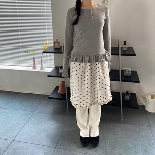 Polka dot frill midi skirt polka dot spring skirt