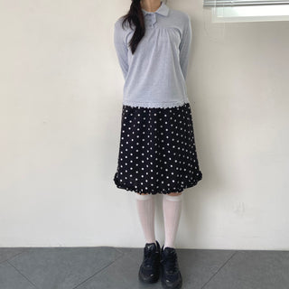 Polka dot frill midi skirt polka dot spring skirt