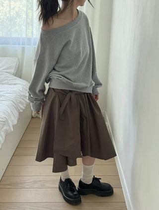 One-shoulder terry sweatshirt, loose-fit off-shoulder sweatshirt