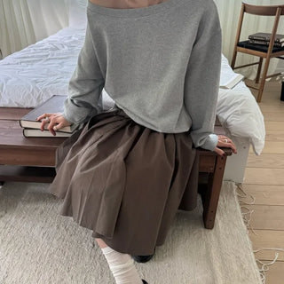 One-shoulder terry sweatshirt, loose-fit off-shoulder sweatshirt