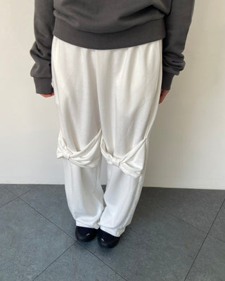 Knee ribbon pants, training pants, elastic waist sweatpants