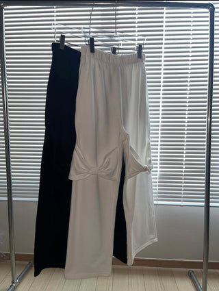 Knee ribbon pants, training pants, elastic waist sweatpants