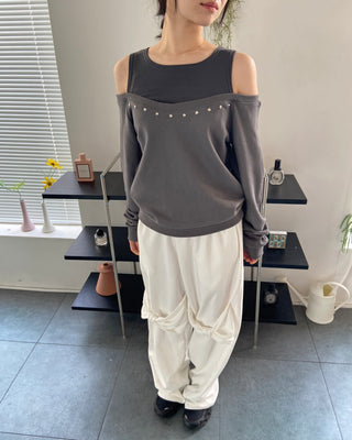 Knee ribbon pants, training pants, elastic waist sweatpants