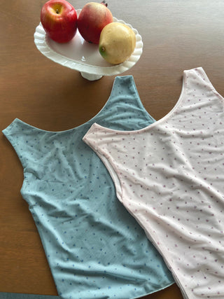 Spandex Mesh Flower Layered Sleeveless Top with Floral Pattern