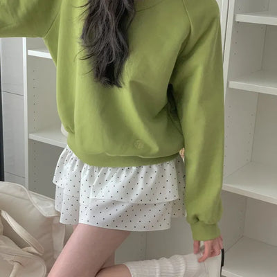 Olive V-neck Spring Sweatshirt