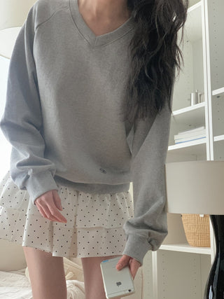 Olive V-neck Spring Sweatshirt