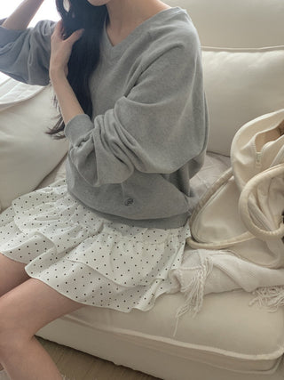 Olive V-neck Spring Sweatshirt