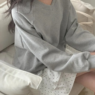 Olive V-neck Spring Sweatshirt