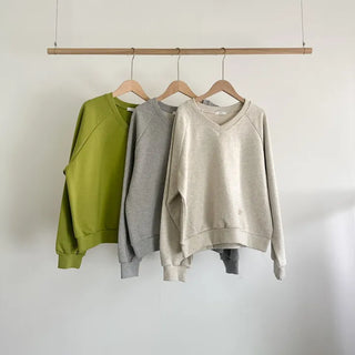 Olive V-neck Spring Sweatshirt