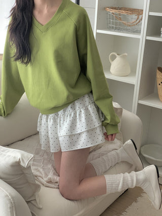 Olive V-neck Spring Sweatshirt
