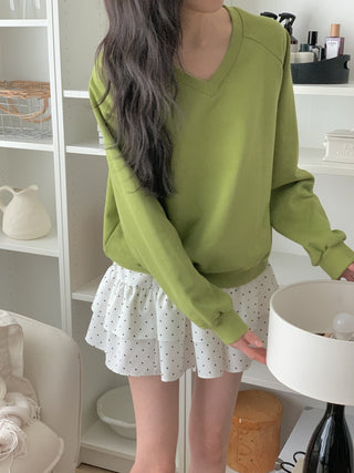Olive V-neck Spring Sweatshirt