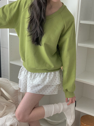 Olive V-neck Spring Sweatshirt