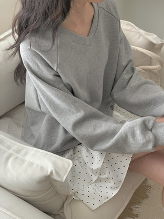 Olive V-neck Spring Sweatshirt