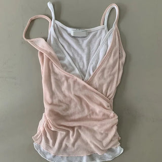 Layered Wrap Tencel Sleeveless V-Neck Bustier
