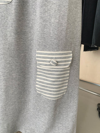 Striped pocket terry long skirt pocket elastic skirt