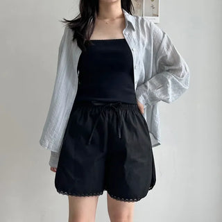 Punched Straight Lace Sleeveless Layered Top