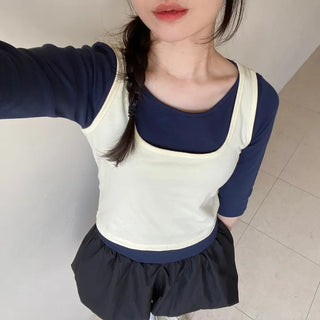 Modal Spandex Color Layered Sleeveless Bustier